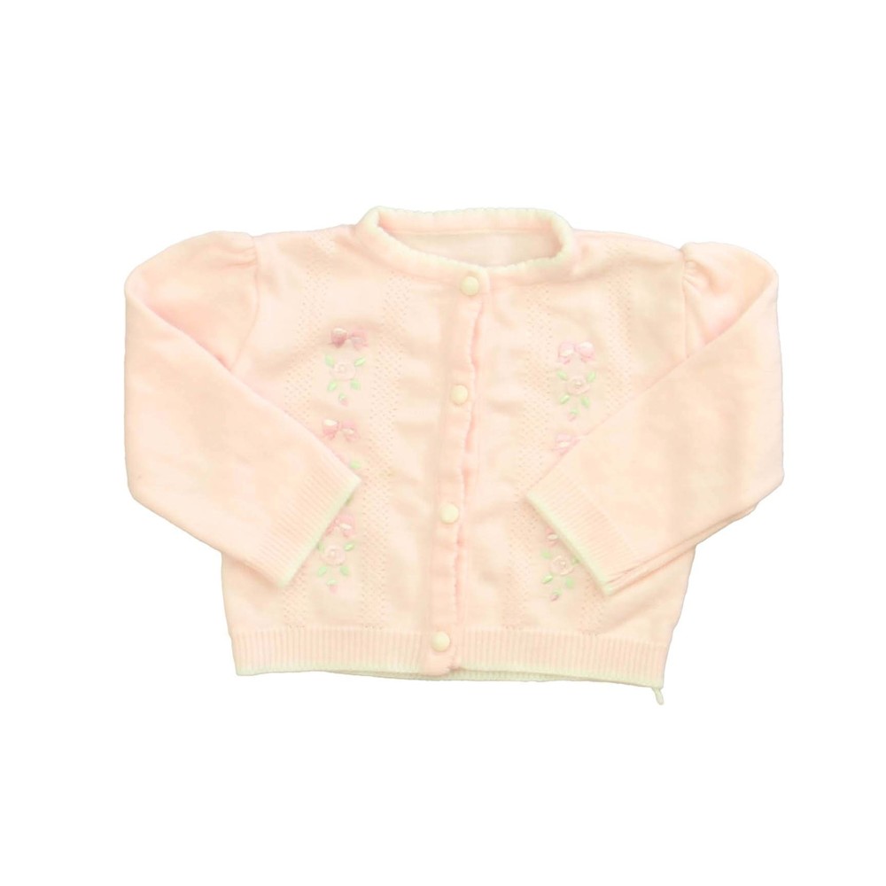 Brand Unknown Girls Pink | Floral | knit Cardigan size: 18 Months